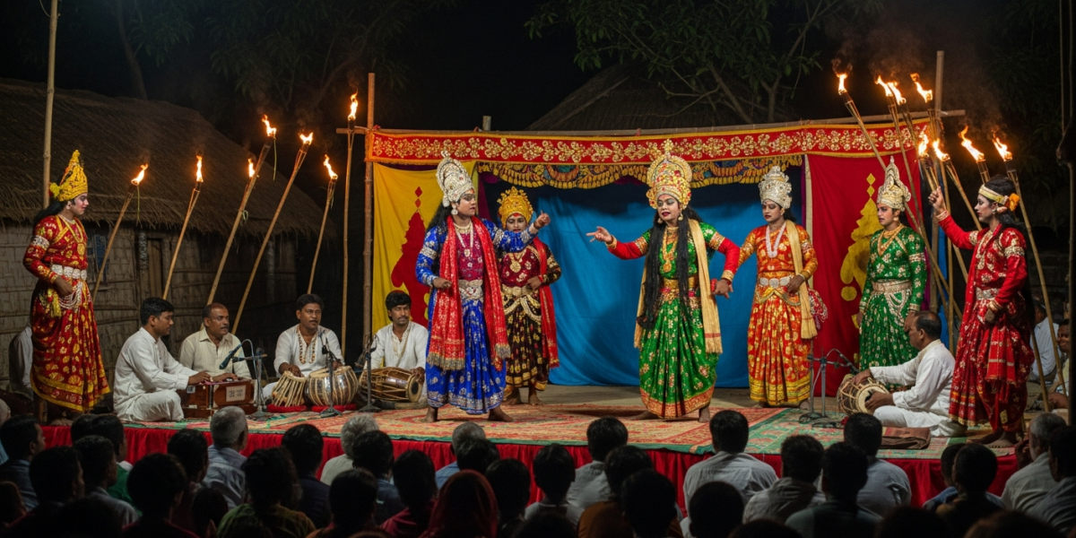 Jatra folk theatre performance in West Bengal
